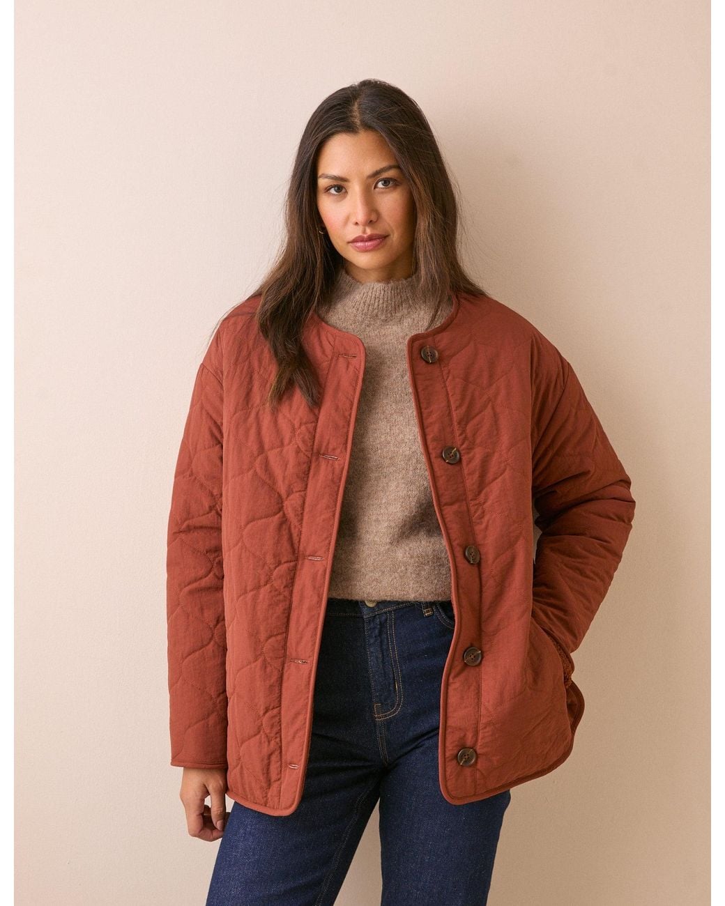 Nobody's Child Orange Quilted Reservable Borg Jacket