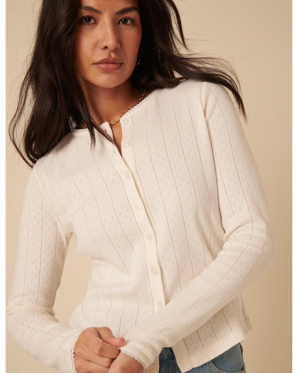 Nobody's Child Natural Pointelle Cardigan