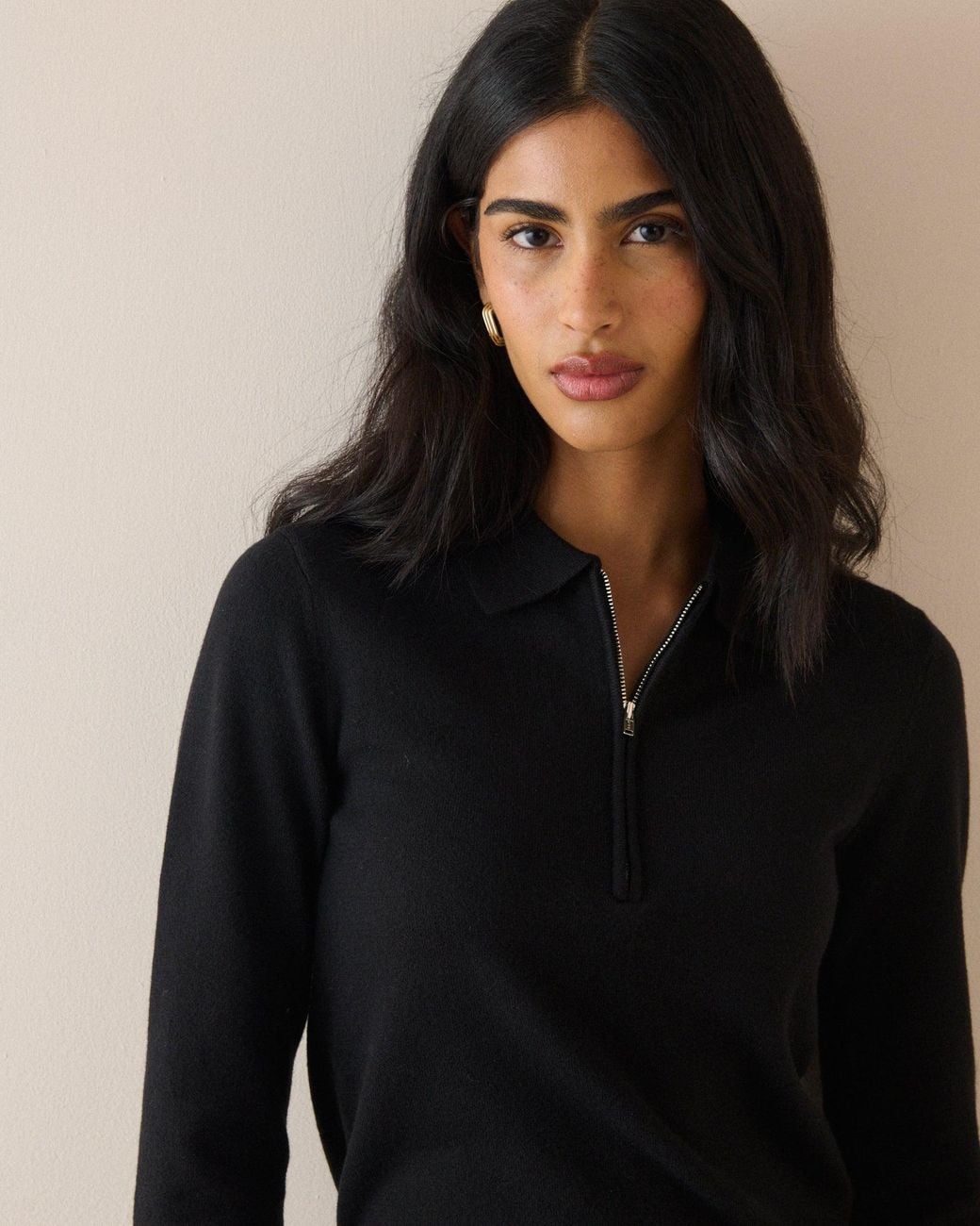 Nobody's Child Black Half Zip Polo Top