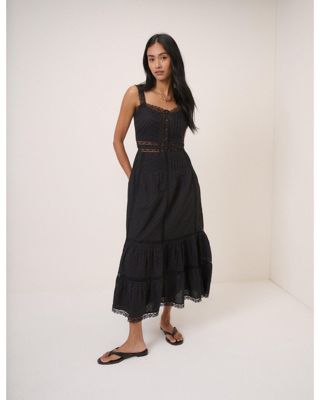 Nobody's Child White Tiered Lennox Midi Dress