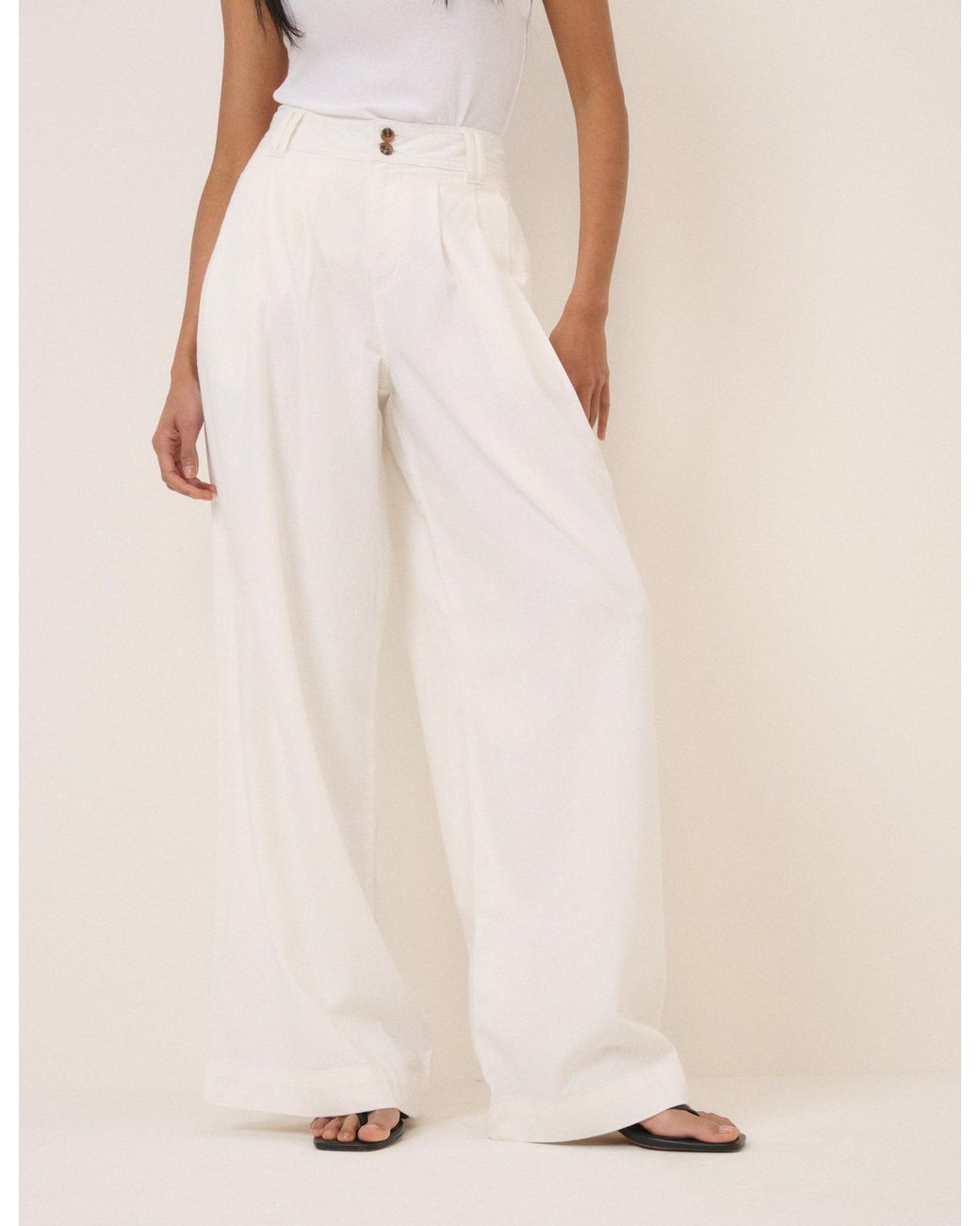 Nobody's Child Natural Pleated Wide Leg Trousers