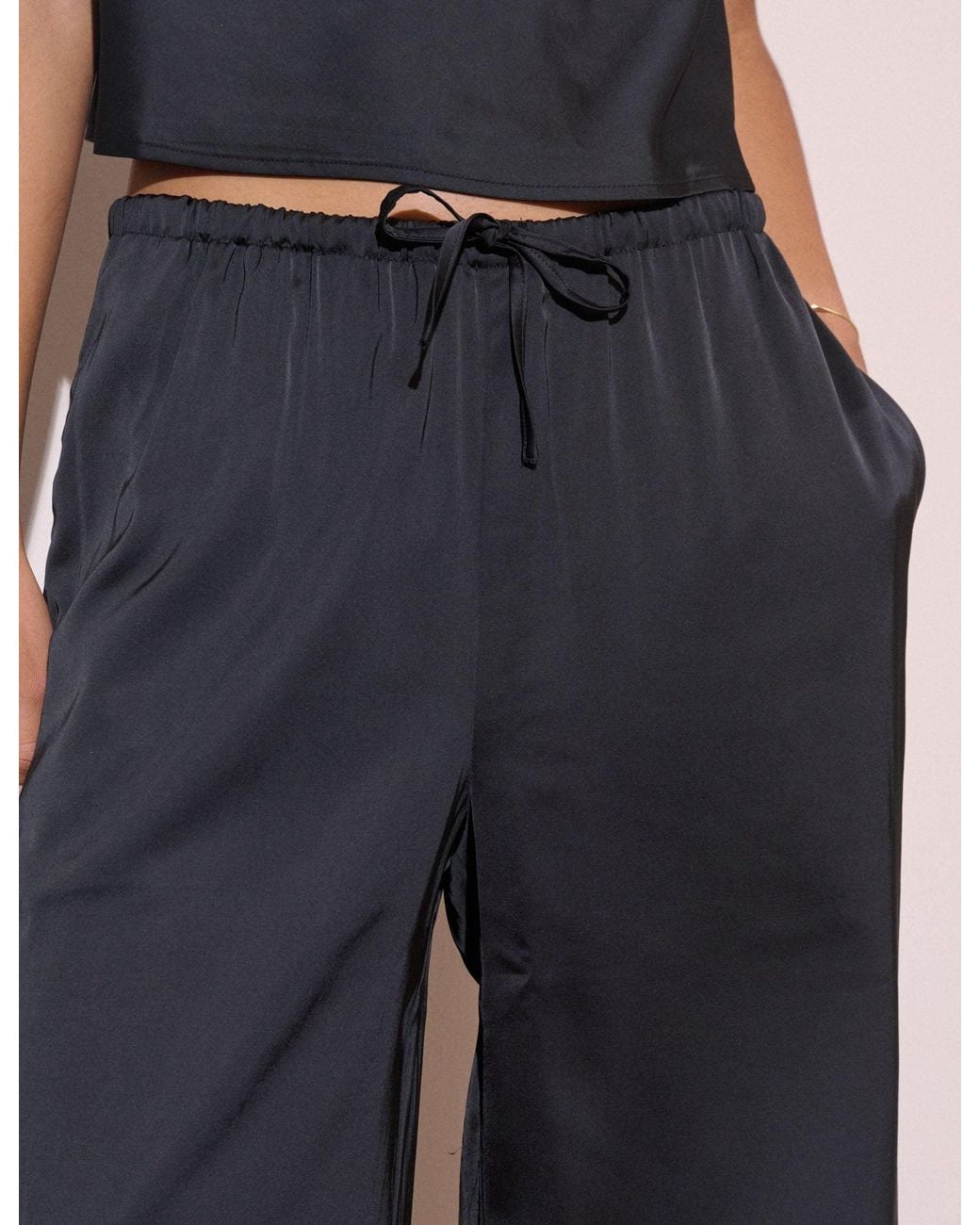 Nobody's Child Blue Satin Wide Leg Trouser