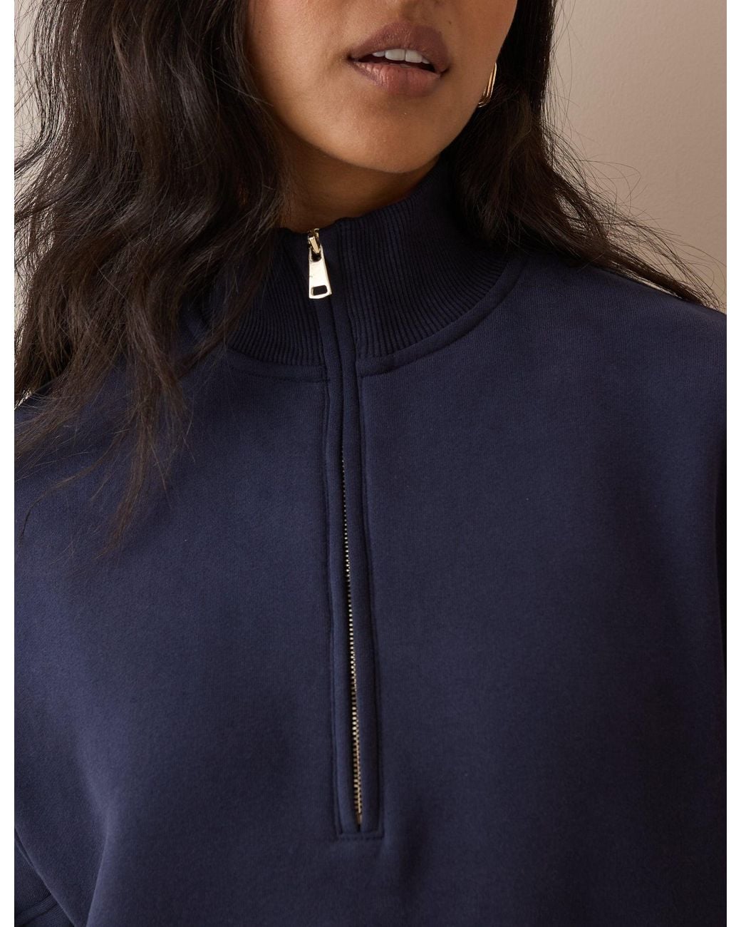 Nobody's Child Blue Quarter Zip Longline Sweatshirt