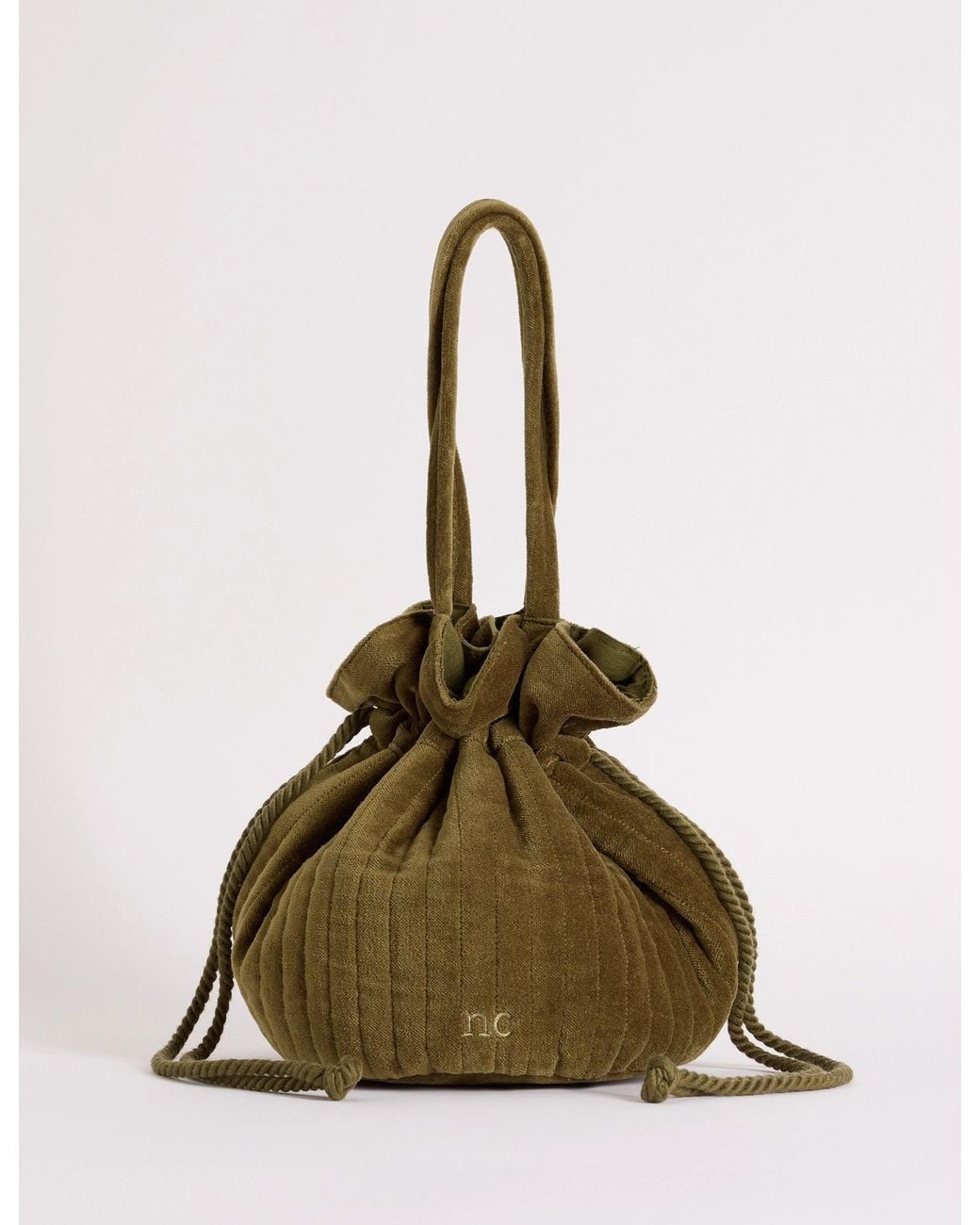 Nobody's Child Green Velvet Drawstring Pouch Bag