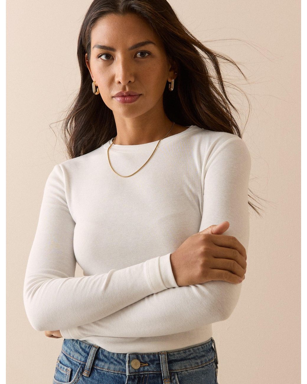Nobody's Child Blue Double Layer Trim Long Sleeve Top