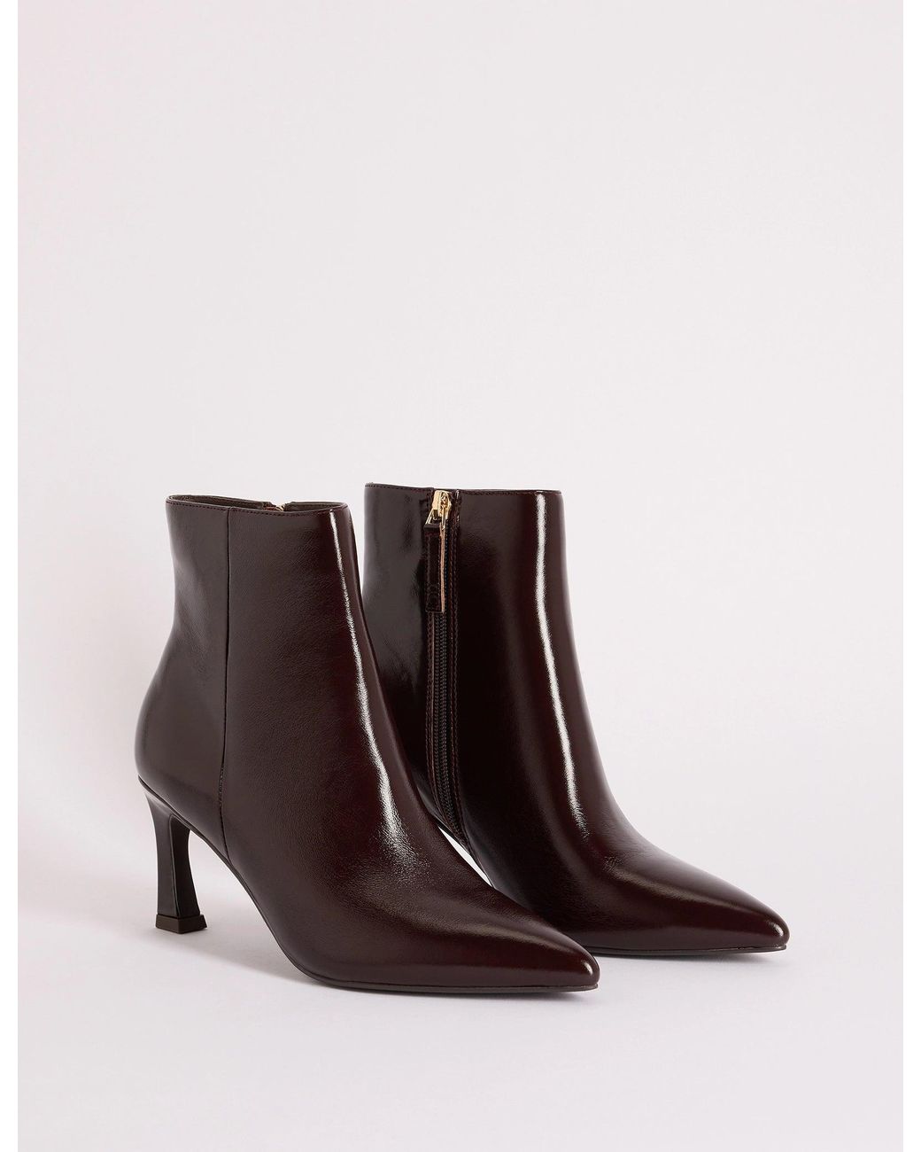 Nobody's Child Brown Mahogany Leather Pointed Toe Ankle Boots