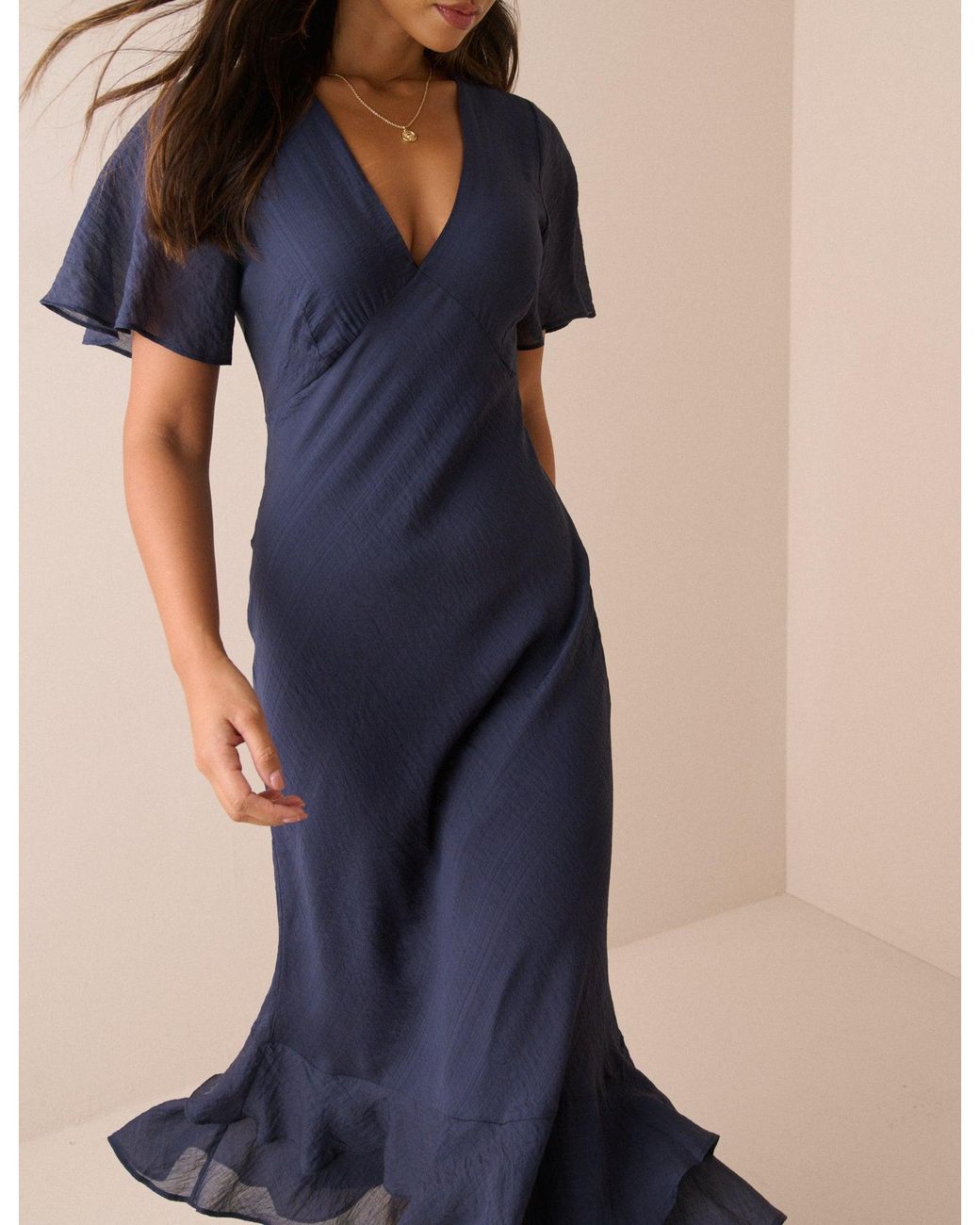 Nobody's Child Blue Ruffle Hem Hope Midi Dress
