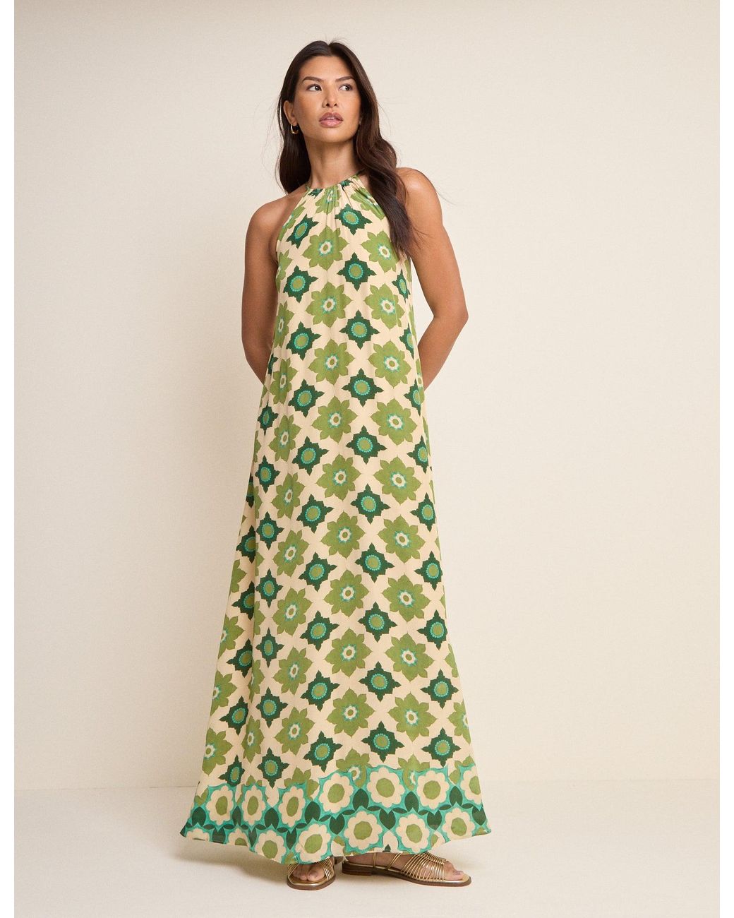 Nobody's Child Green Floral Halterneck Sara Midi Dress
