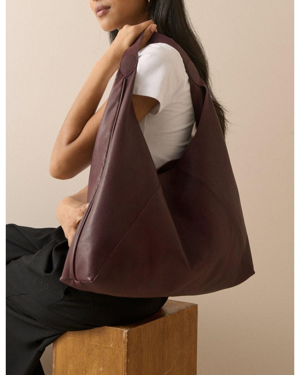 Nobody's Child Brown Leather Slouch Bag