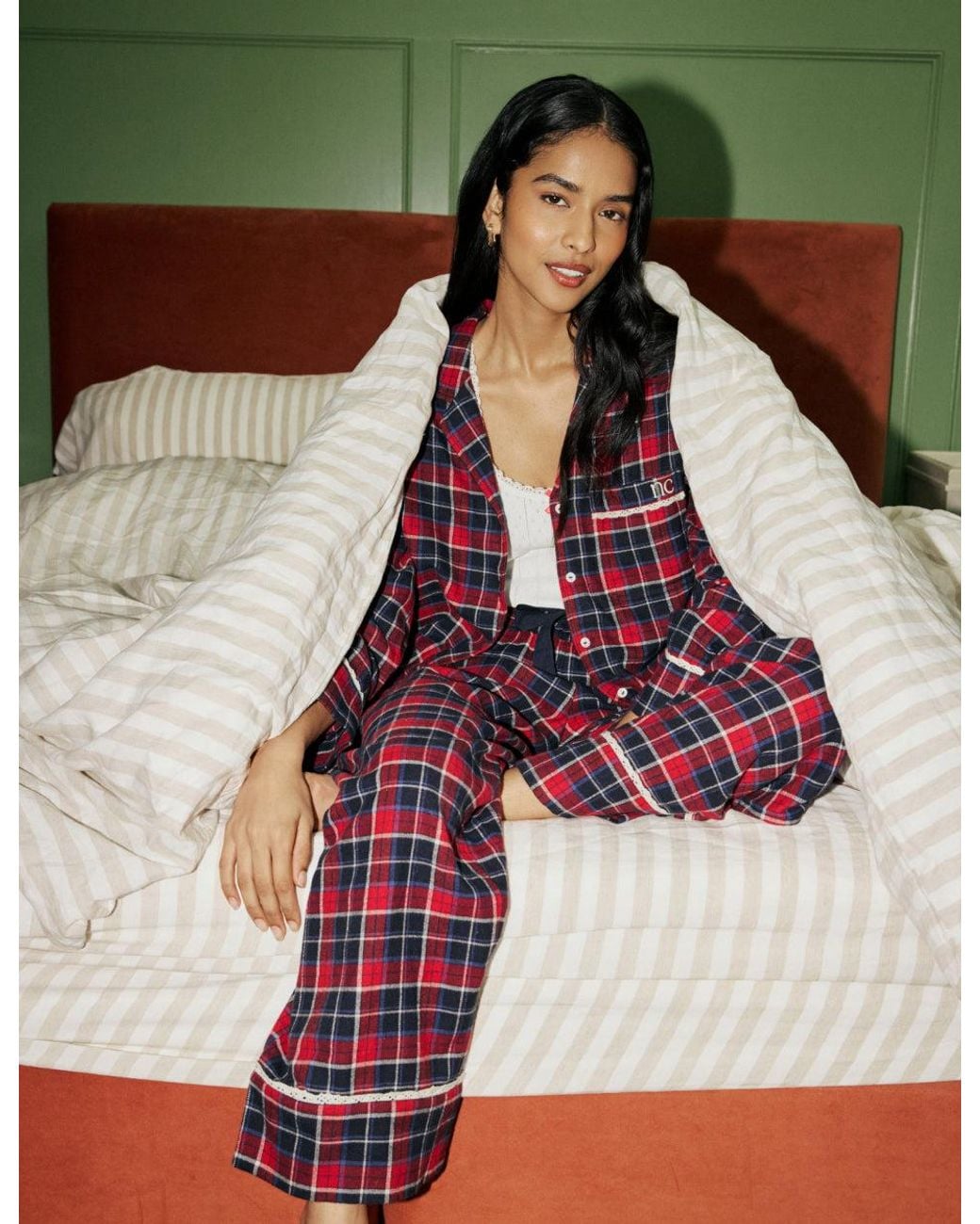 Nobody's Child Blue Tartan Brushed Pyjama Shirt
