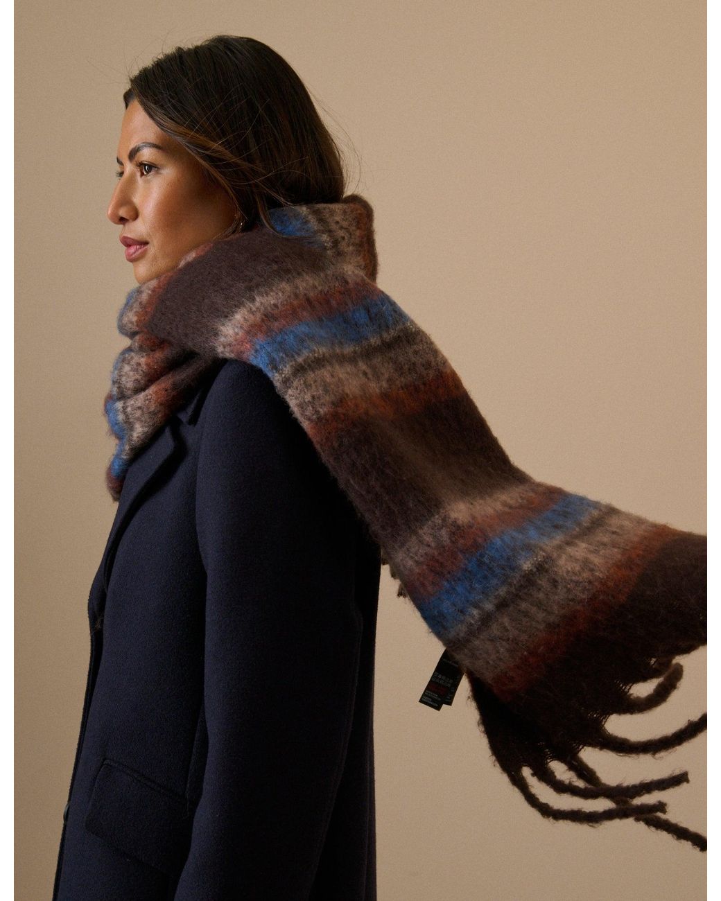 Nobody's Child Black And Striped Blanket Scarf