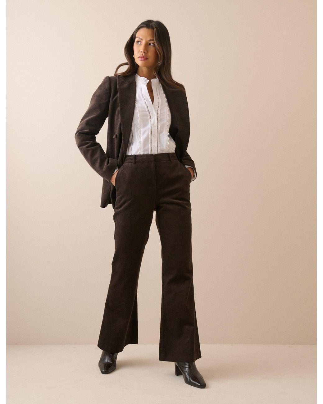 Nobody's Child Natural Dark Cord Flared Trousers
