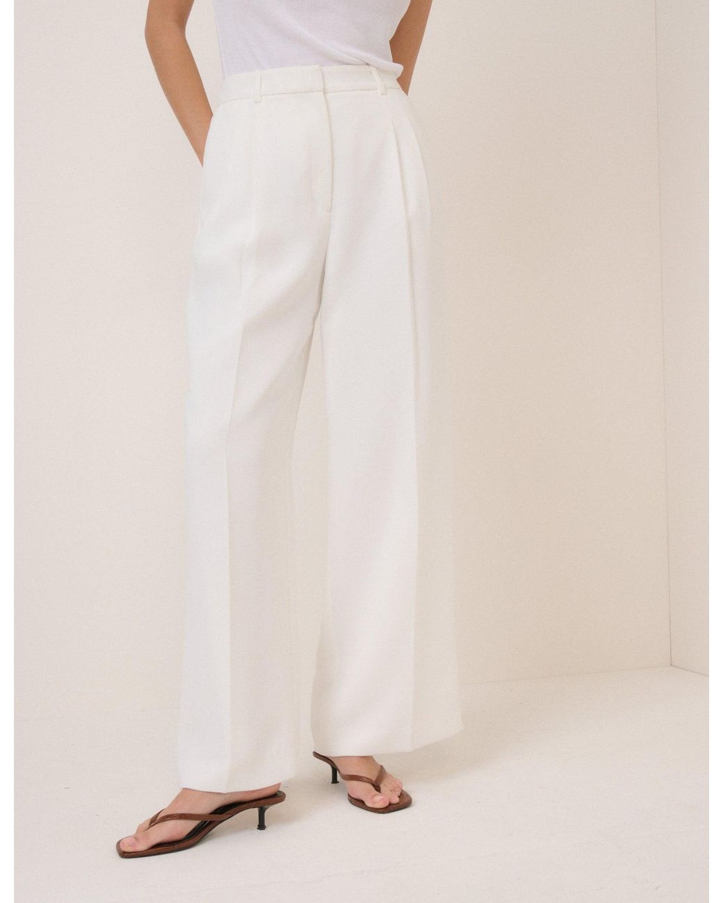 Nobody's Child Natural Wide Leg Jax Crepe Trousers