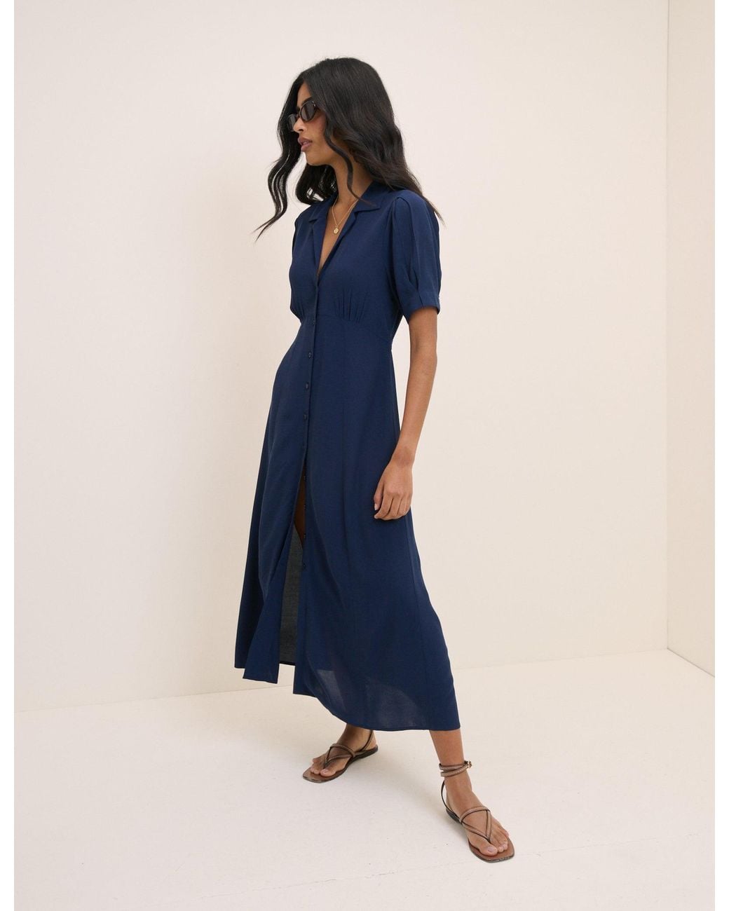 Nobody's Child Blue Collared Chrissy Midi Dress