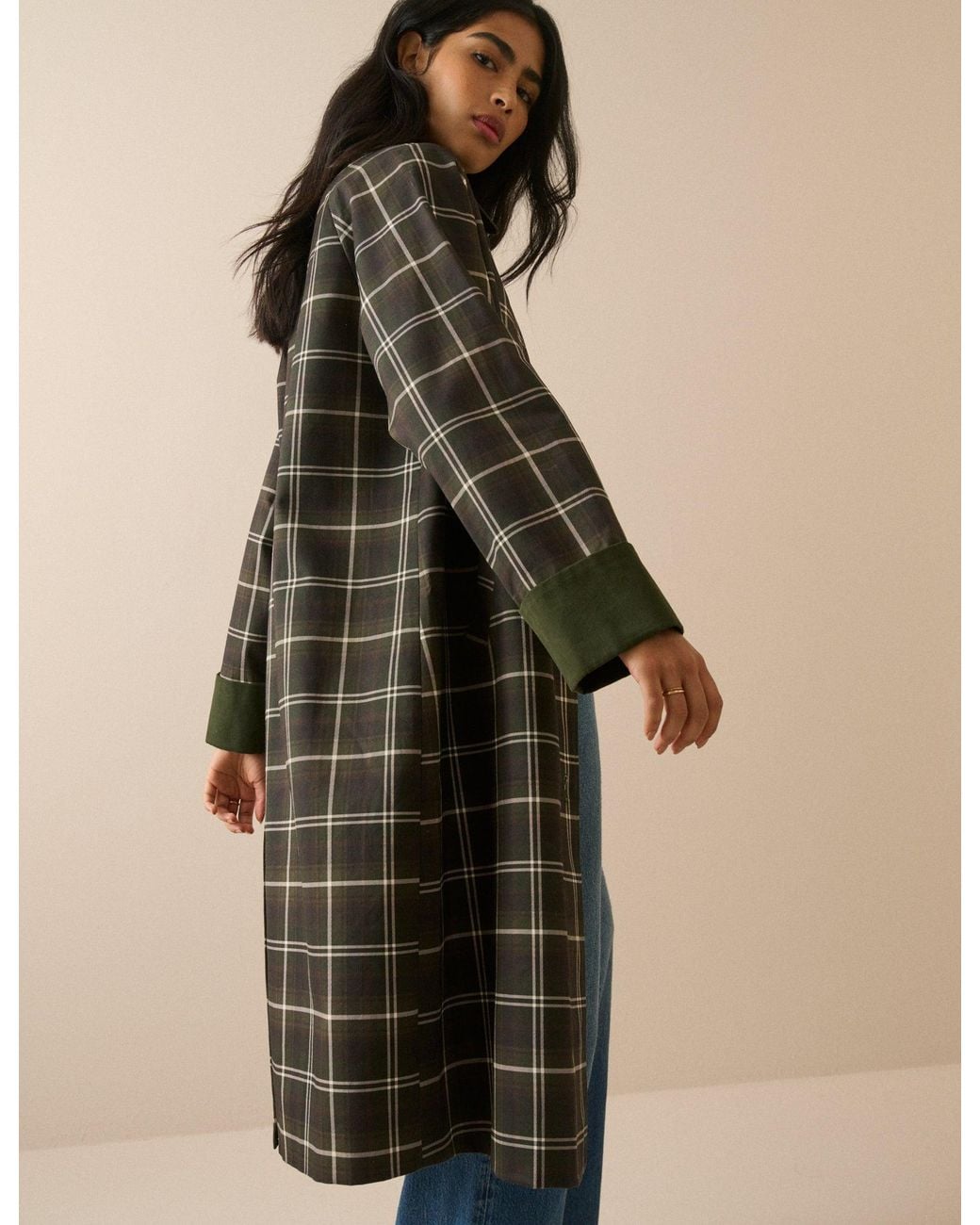 Nobody's Child Natural And Tartan Collared Car Coat
