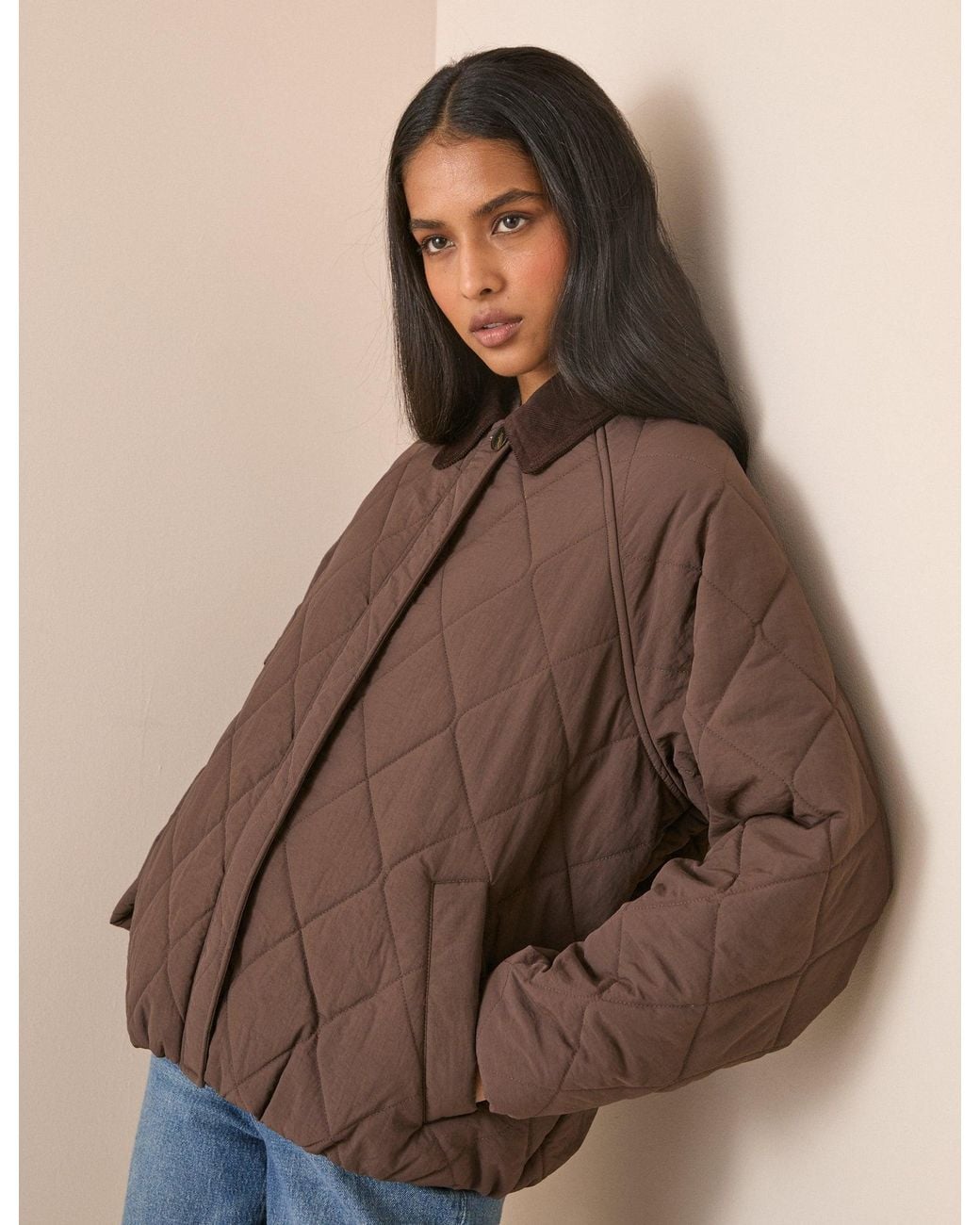 Nobody's Child Brown Quilted Blouson Bomber Jacket