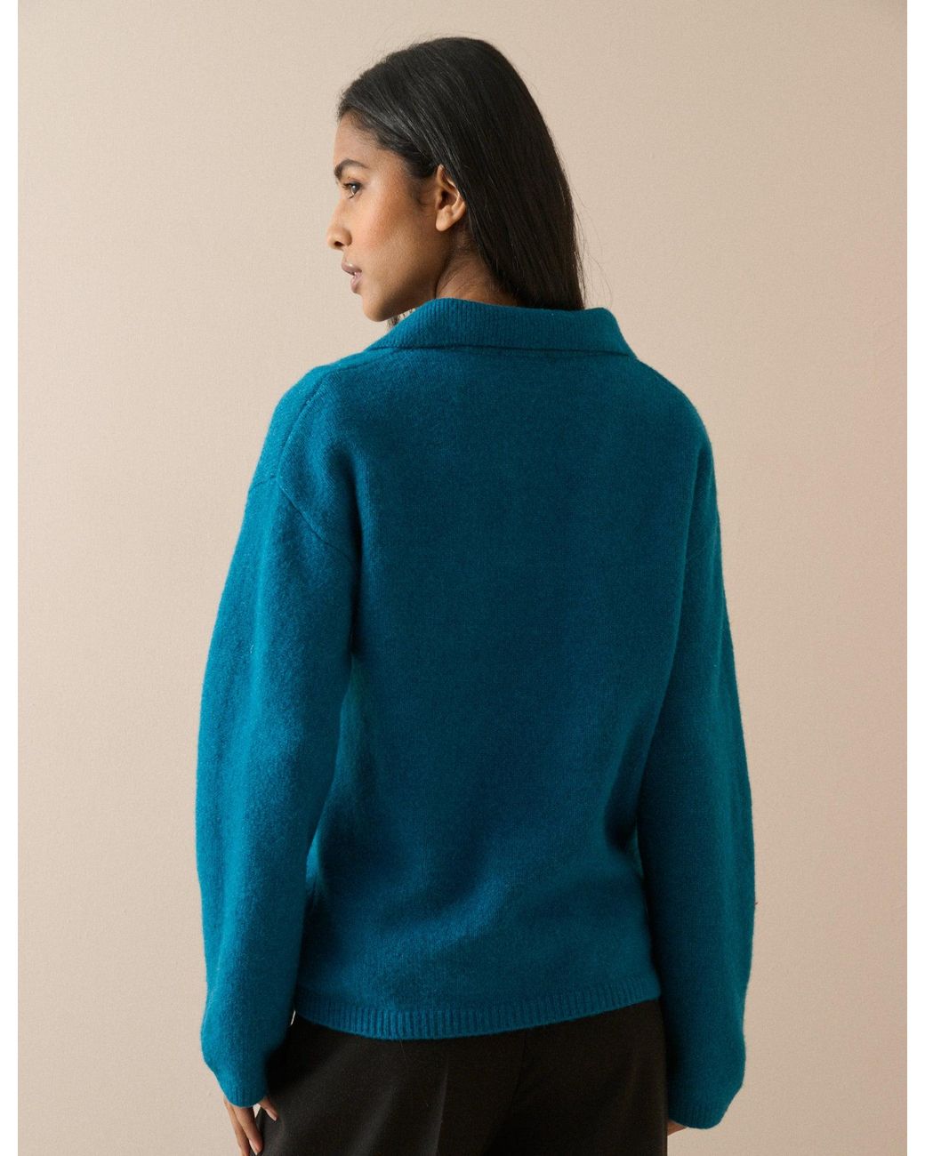 Nobody's Child Blue Collared V-Neck Knitted Jumper