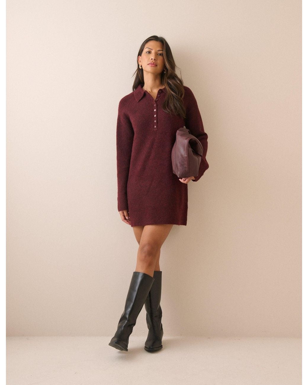 Nobody's Child Red Marl Knitted Mini Dress