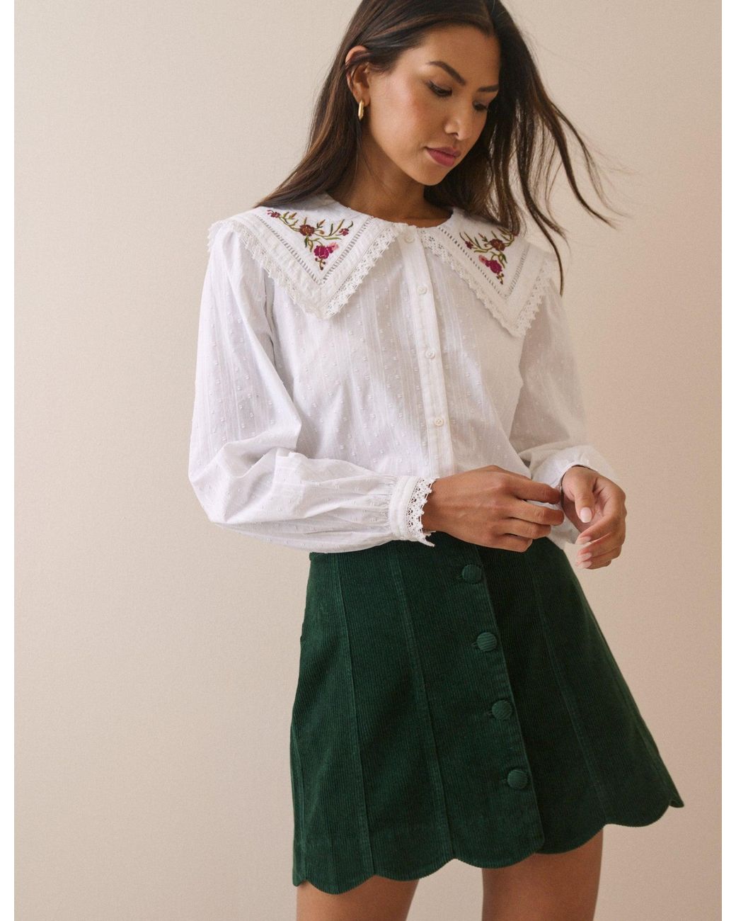 Nobody's Child Black Forest Cord Scallop Trim Mini Skirt