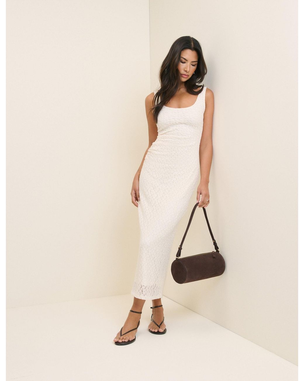Nobody's Child Natural Lace Slip Hollie Midi Dress