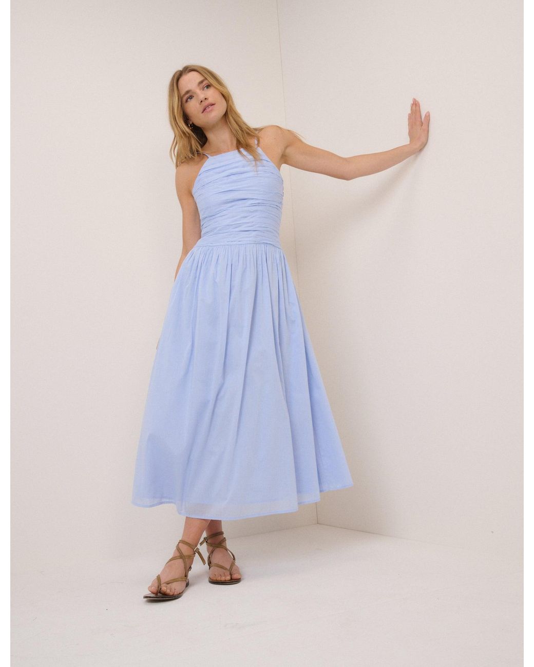 Nobody's Child Blue Drop Waist Talia Midi Dress