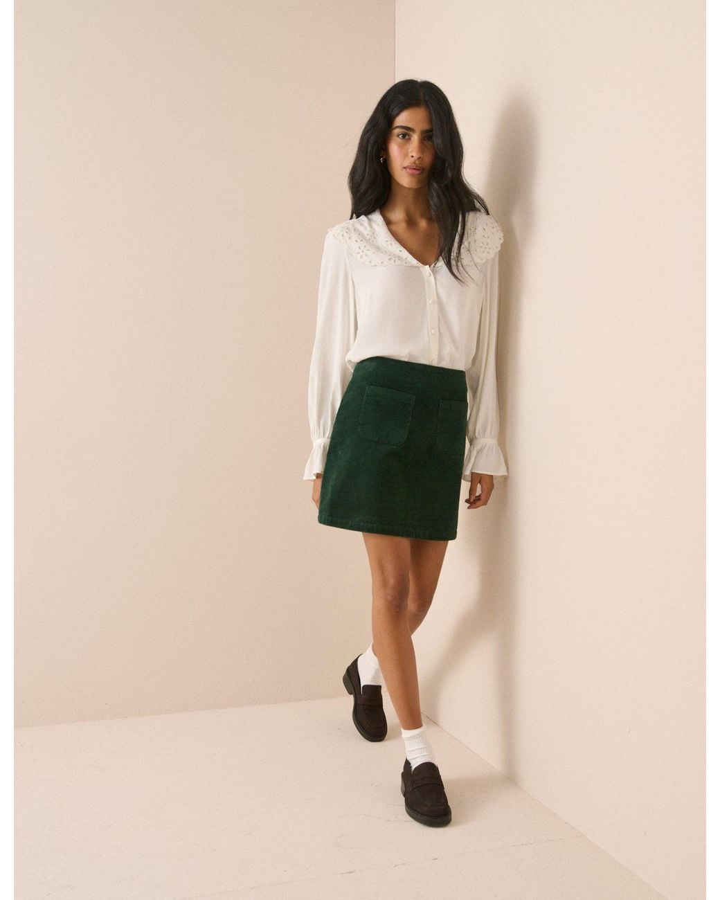 Nobody's Child Natural Ivory Oversized Collared Blouse