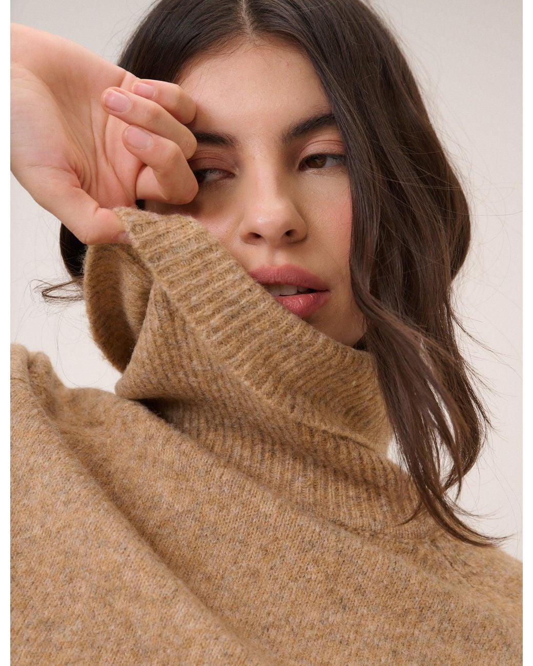 Nobody's Child Brown Camel Roll Neck Relaxed Fit Jumper