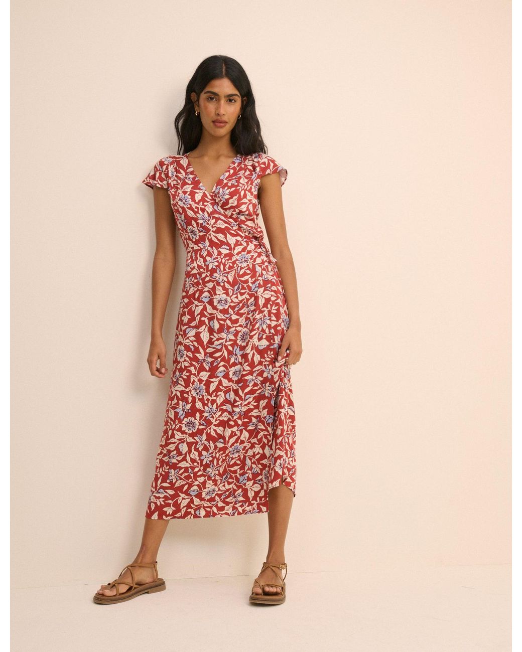 Nobody's Child Pink Floral Wrapover Bree Midi Dress