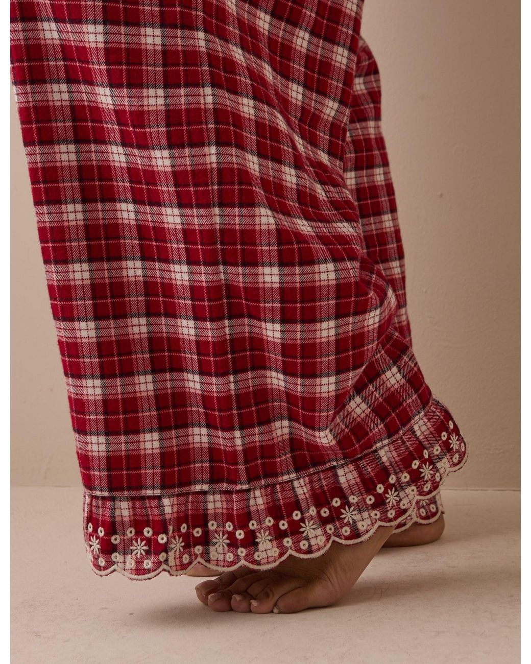 Nobody's Child Red Check Broderie Hem Pyjama Bottoms