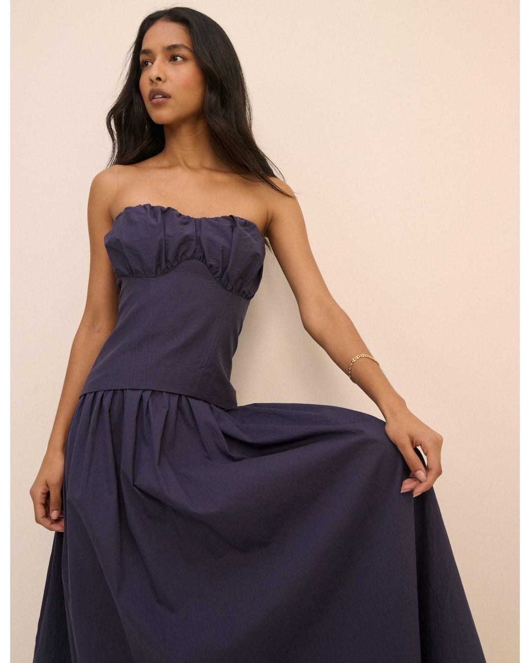 Nobody's Child Blue Bandeau Drop Waist Fawna Maxi Dress