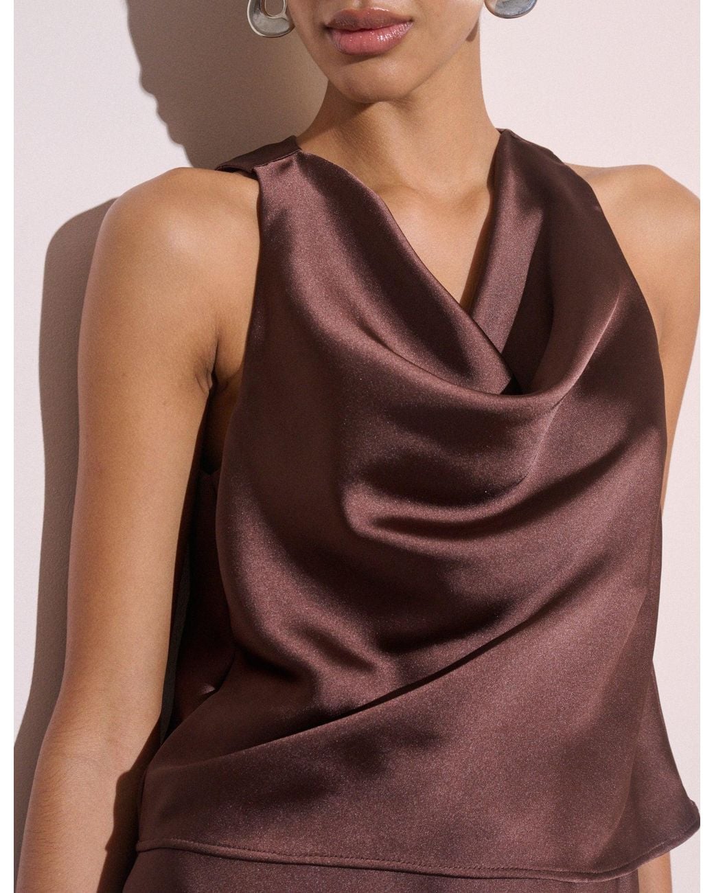 Nobody's Child Brown Cowl Neck Top