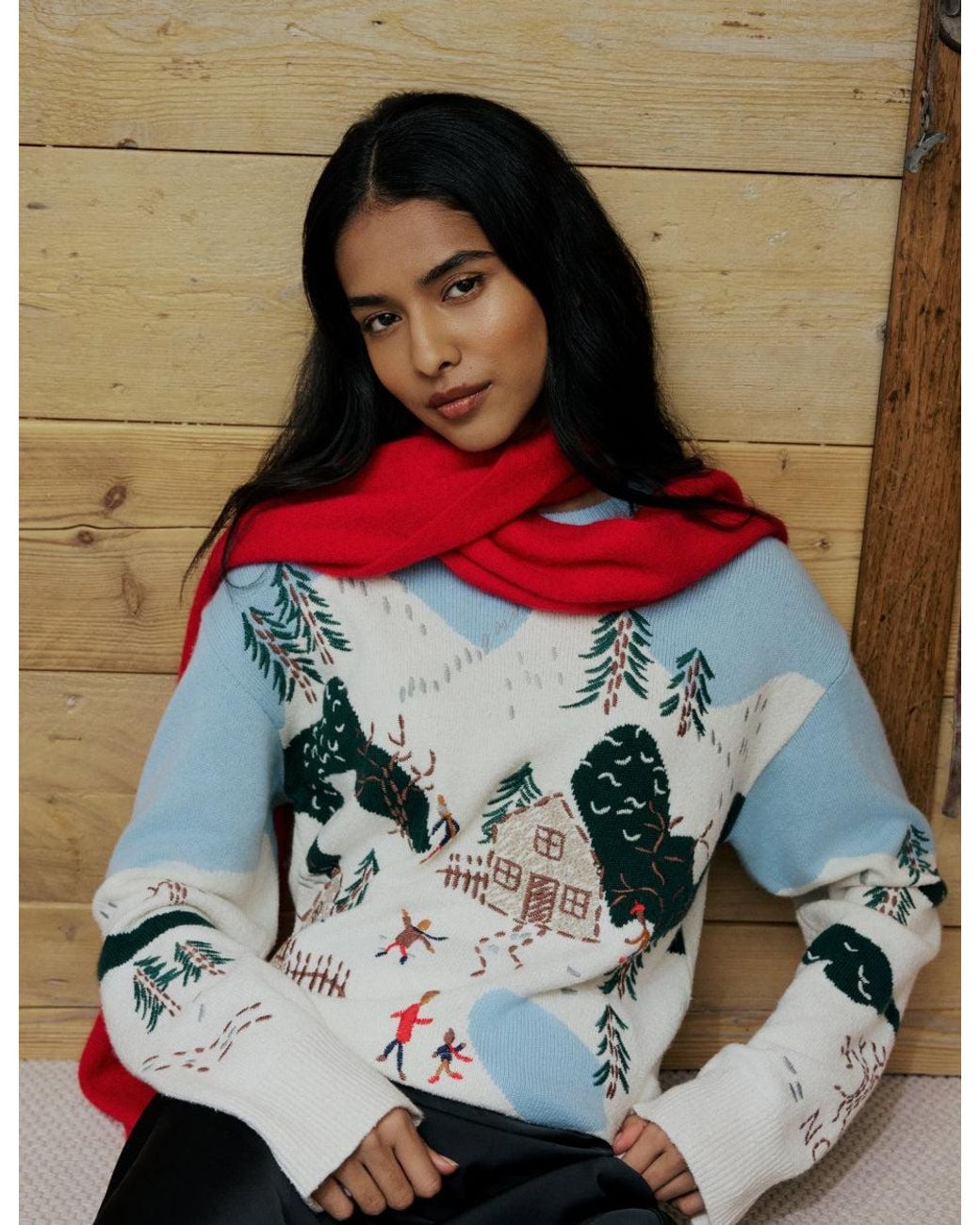 Nobody's Child Blue And Festive Wool-Blend Jumper