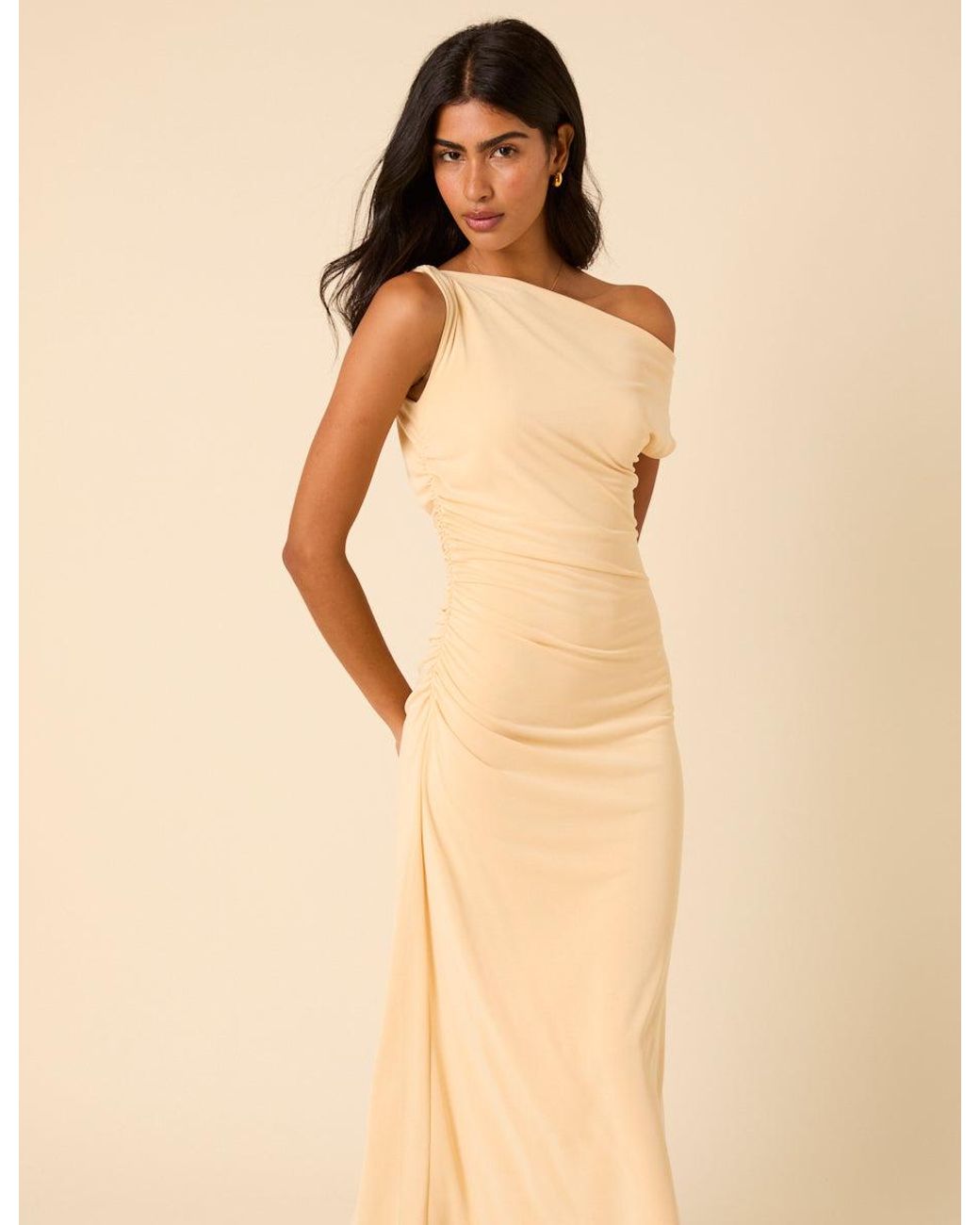 bethany asymmetrical ruched maxi dress Ruched Asymmetric One-Shoulder Maxi Dress in Black - 8