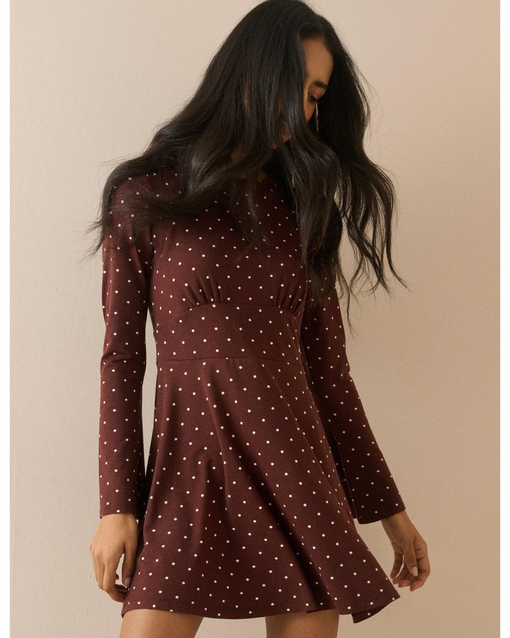 Nobody's Child Brown Polka Dot Jersey Tate Mini Dress