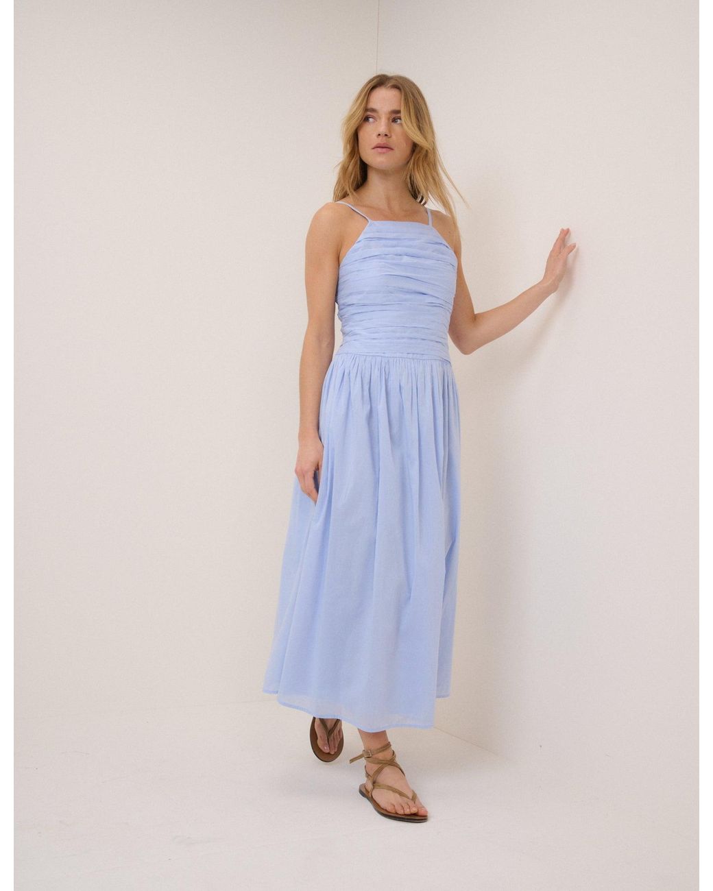 Nobody's Child Blue Drop Waist Talia Midi Dress