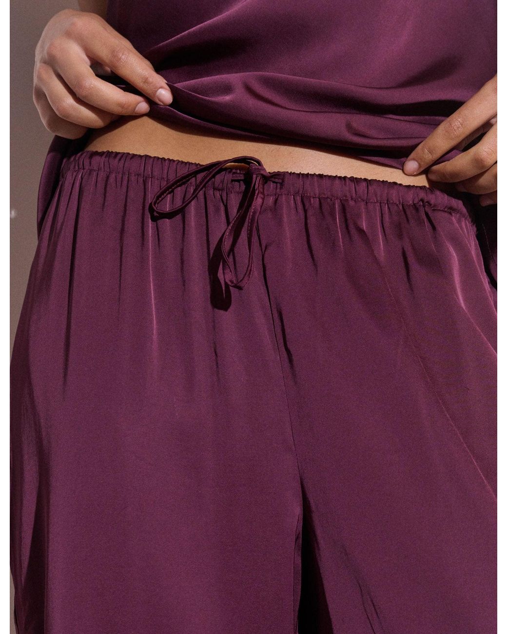 Nobody's Child Purple Plum Satin Wide Leg Lyra Trousers