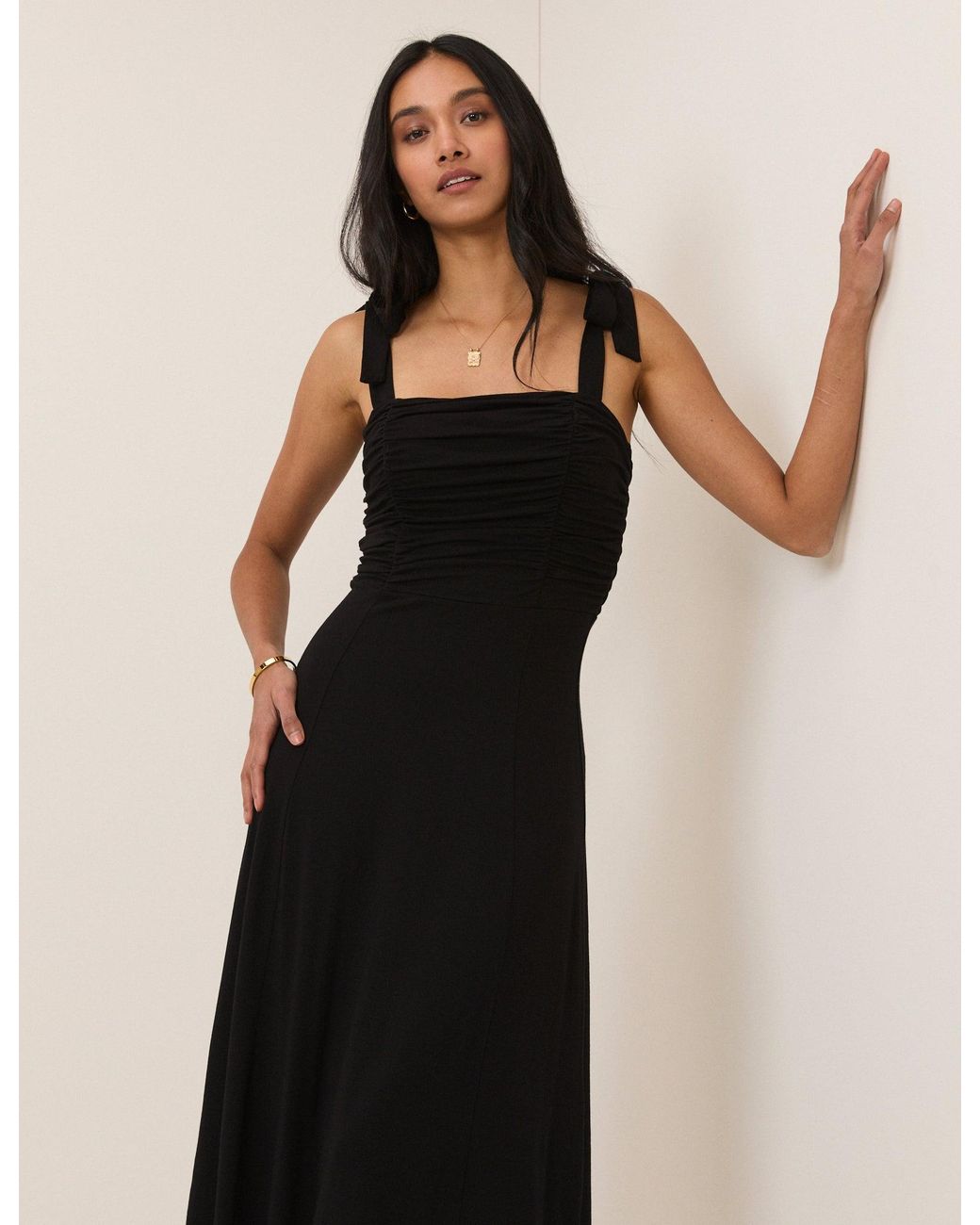 Nobody's Child Black Tie Shoulder Hattie Jersey Midi Dress