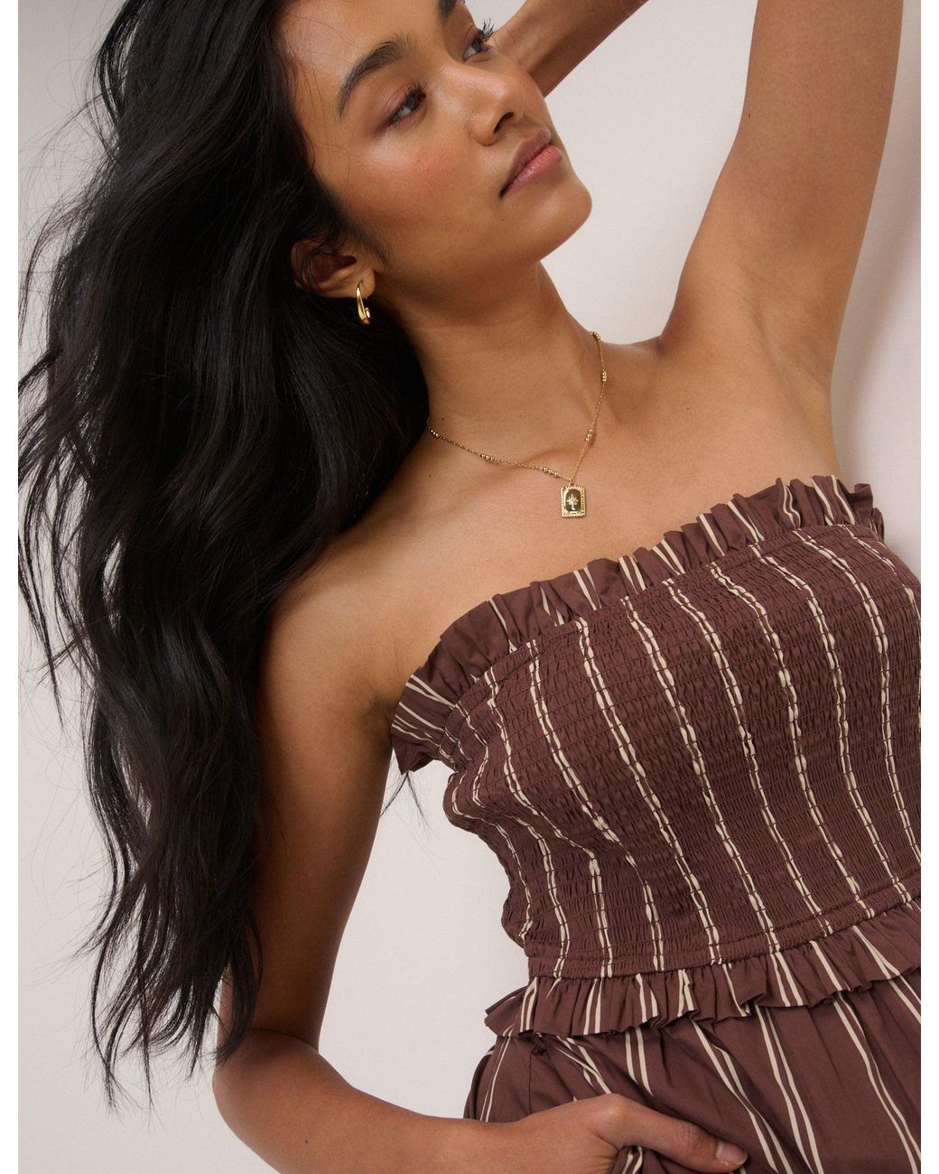 Nobody's Child Pink Striped Eva Midi Bandeau Dress