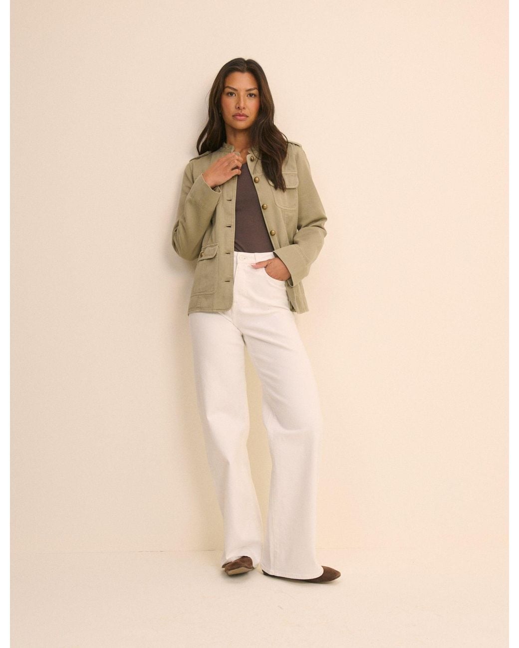 Nobody's Child Natural Sage Denim Military Jacket