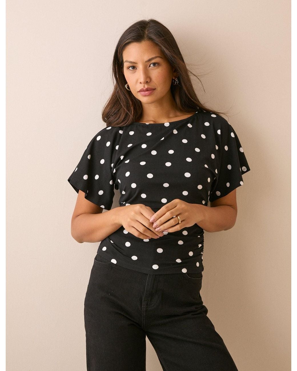 Nobody's Child Black Grown On Neck Printed Top