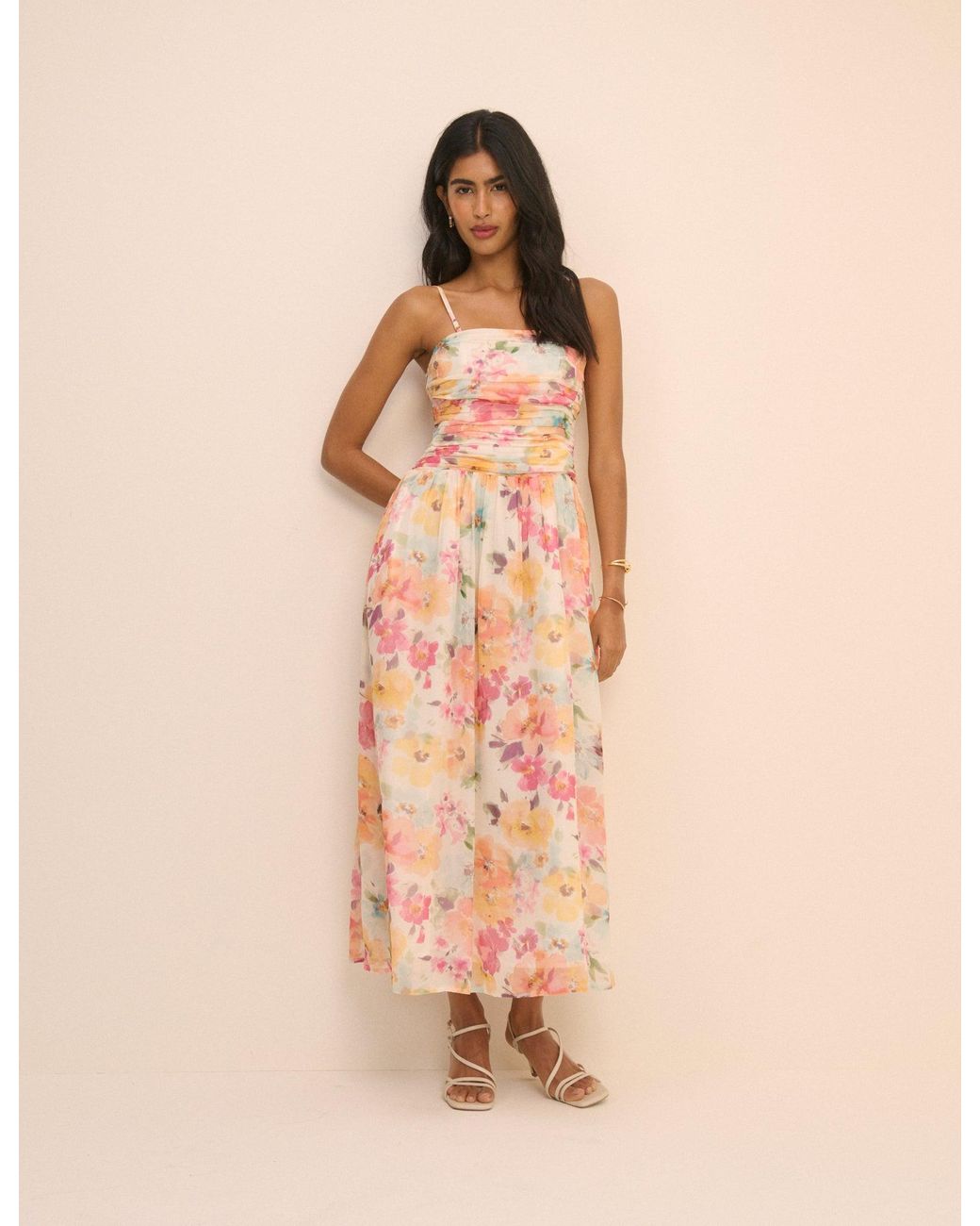 Nobody's Child Pink Floral Bandeau Alice Midi Dress