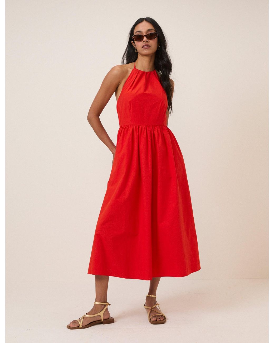 Nobody's Child Red Halterneck Amber Midi Dress
