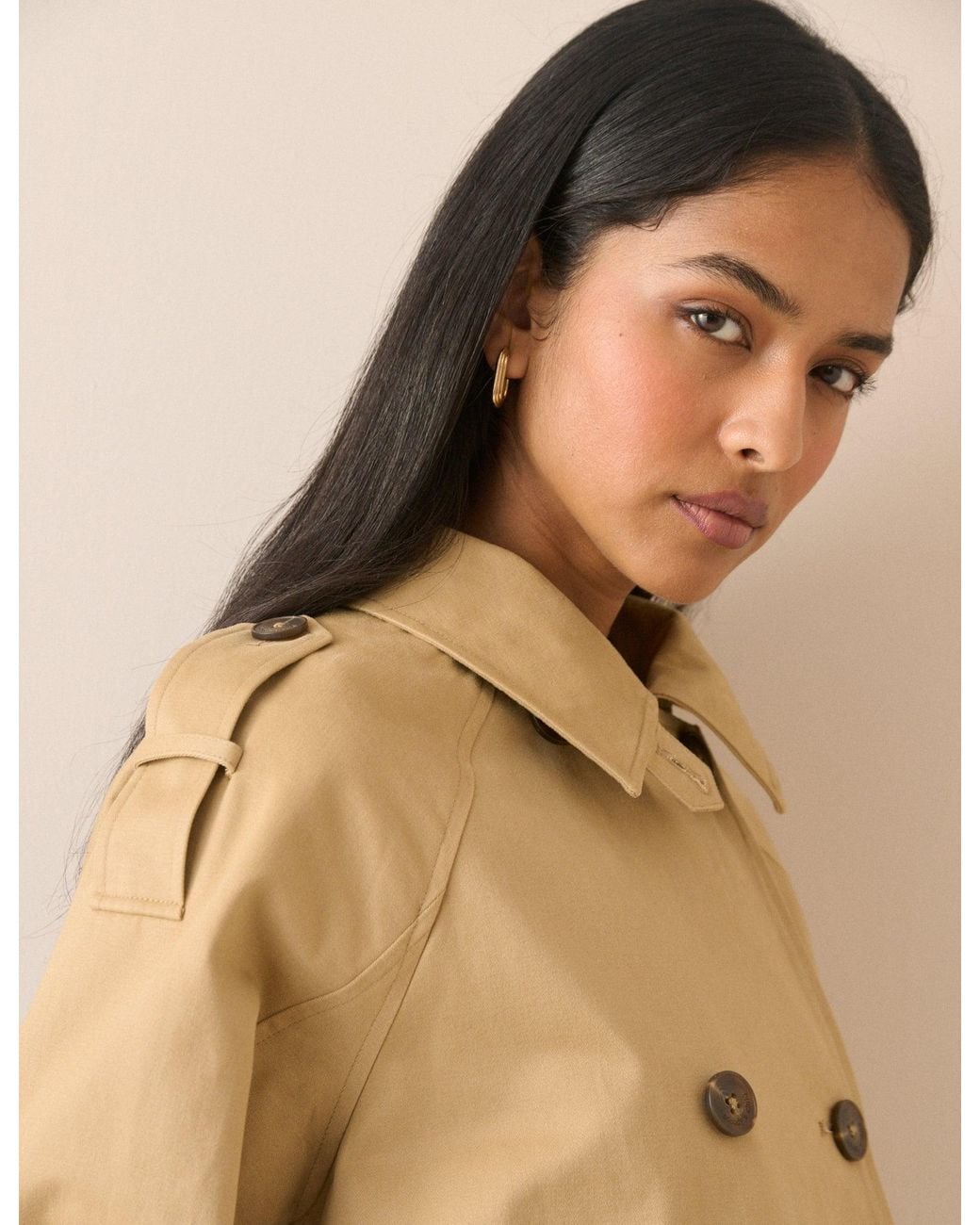 Nobody's Child Natural Camel Double Breasted Veloria Trench Jacket