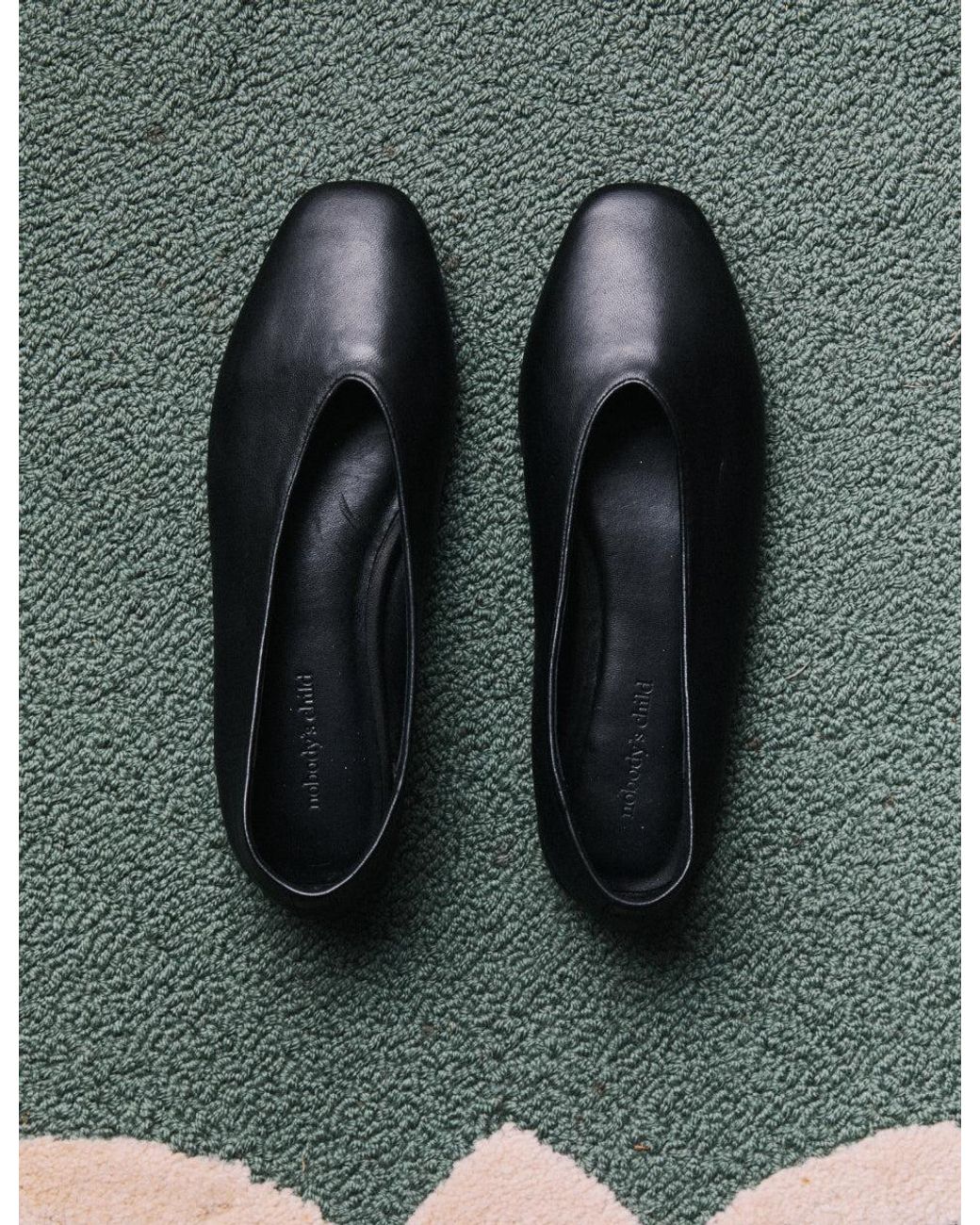 Nobody's Child Blue Leather High Vamp Ballet Flats