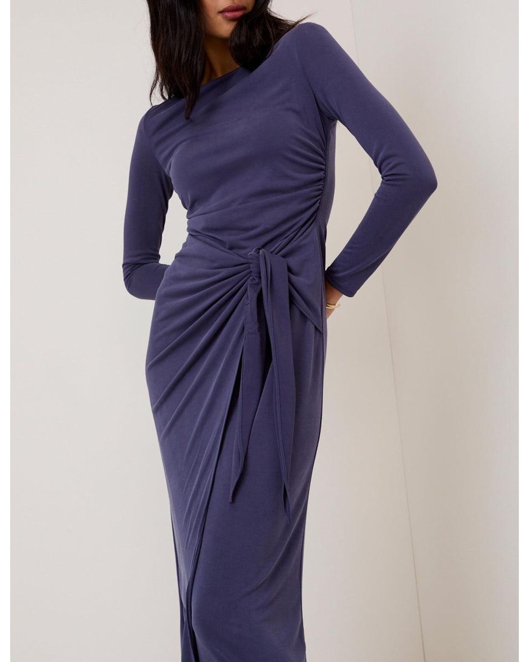 Nobody's Child Blue Jersey Long Sleeve Harper Midi Dress