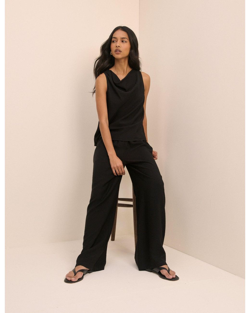 Nobody's Child Natural Relaxed Wide Leg Trouser