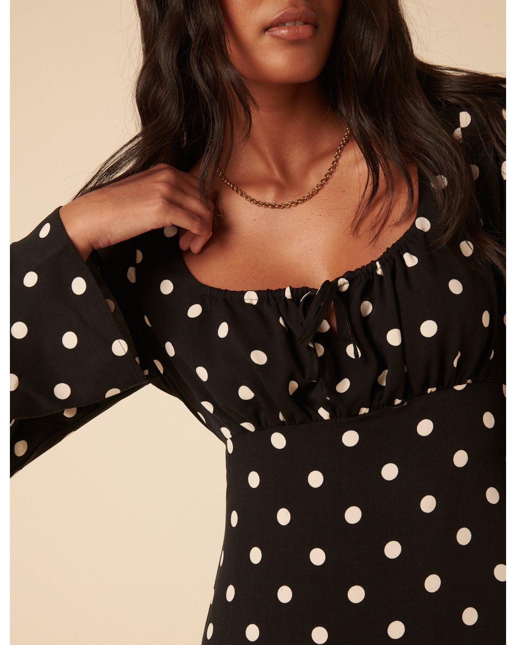 Nobody's Child Black Polka Dot Long Sleeve Dolly Mini Dress