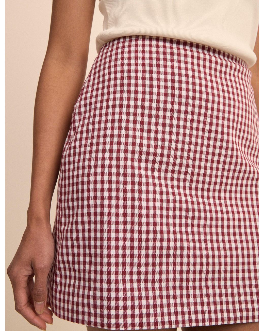 Nobody's Child Red Burgundy Gingham Claudia Mini Skirt