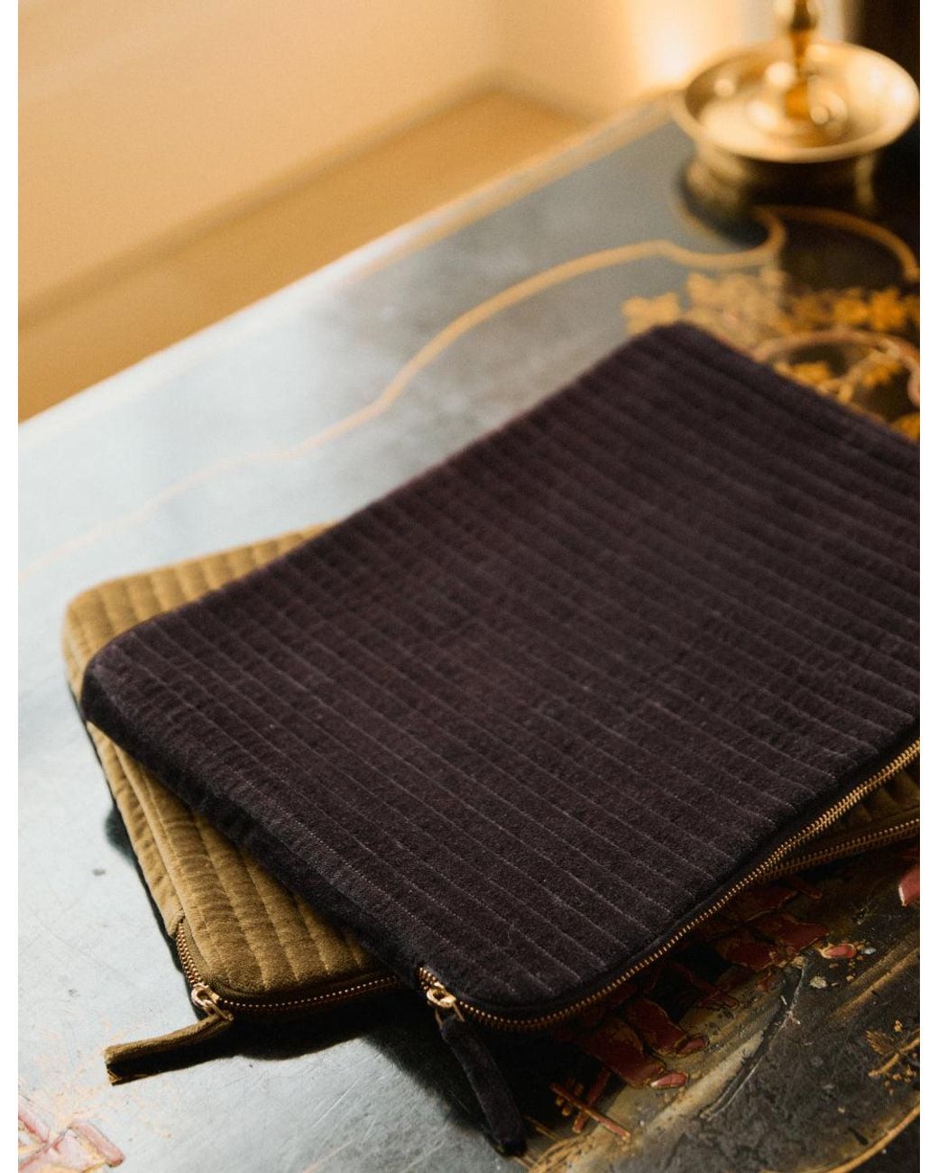 Nobody's Child Black Quilted Velvet Laptop Case
