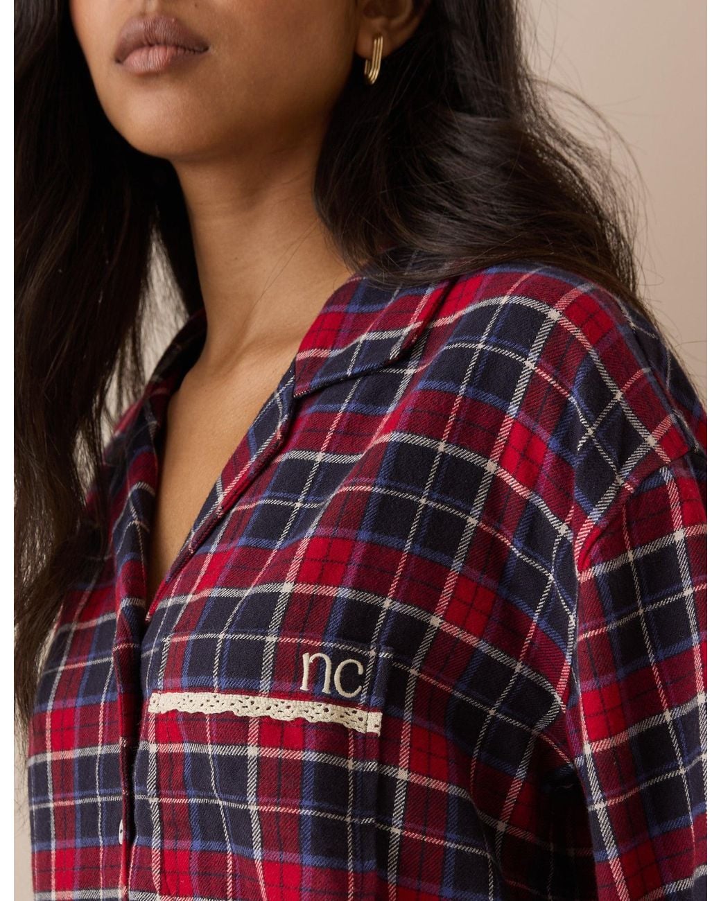 Nobody's Child Blue Tartan Brushed Pyjama Shirt